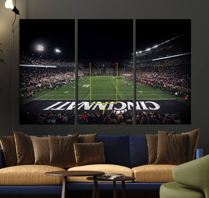 Cincinnati Bearcats Football Team Print - Nippert Stadium Wall Art Canvas Print