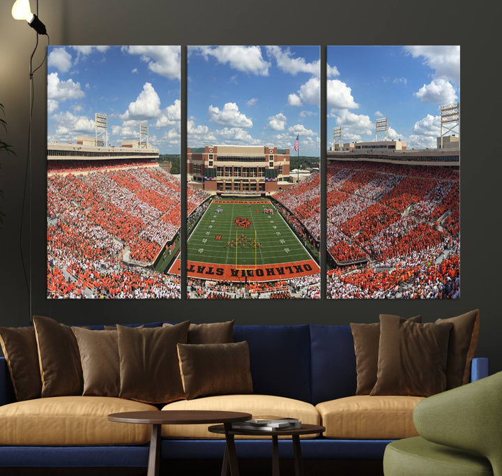 Oklahoma State Cowboys Football Team Print - Stillwater Boone Pickens Stadium Wall Art Canvas Print