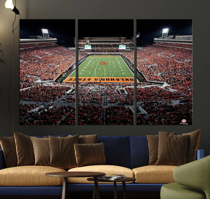 Oklahoma State Cowboys Football Team Print - Stillwater Boone Pickens Stadium Wall Art Canvas Print