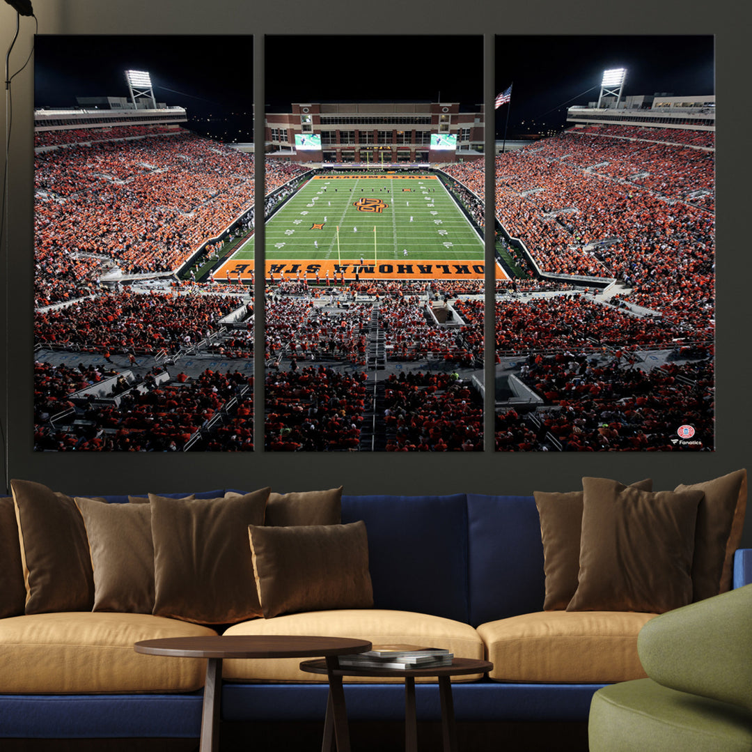 Oklahoma State Cowboys Football Team Print - Stillwater Boone Pickens Stadium Wall Art Canvas Print