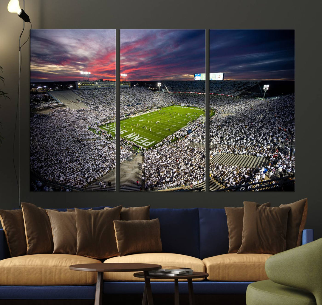 Penn State Nittany Lions Football Team Print - University Park Beaver Stadium Wall Art Canvas Print