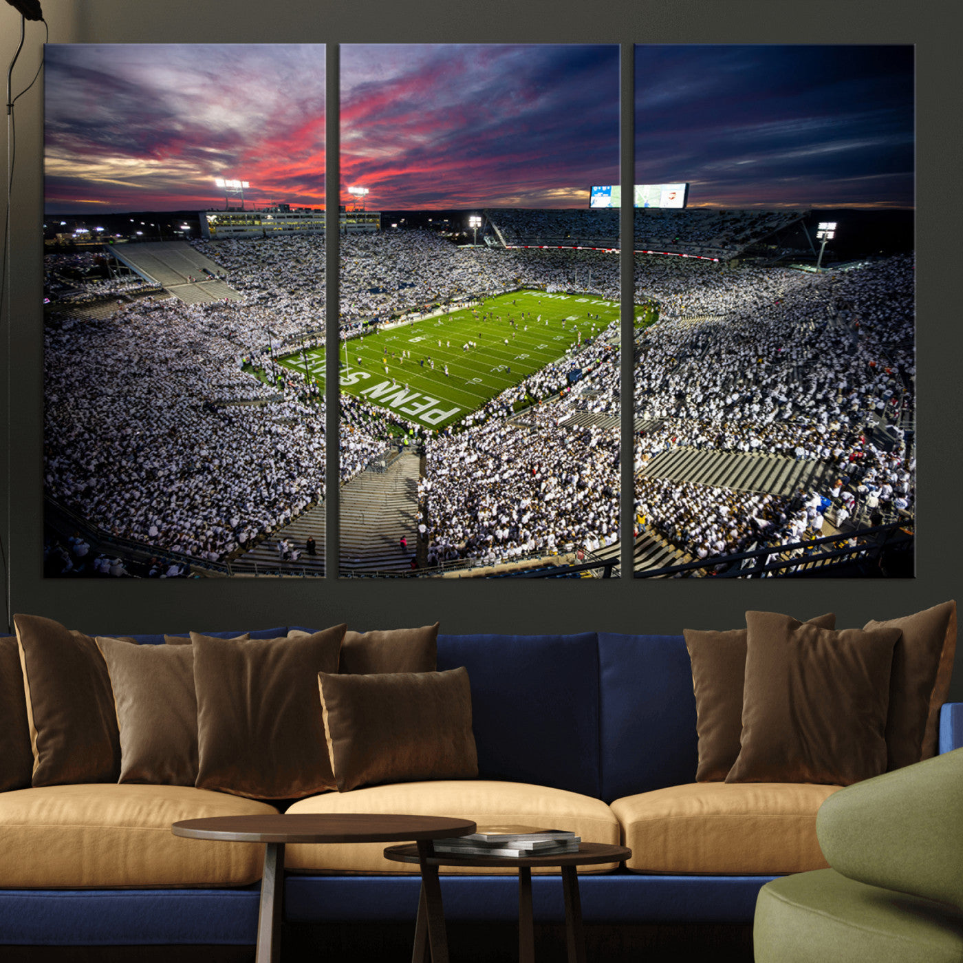 MGV-CV-48X32-3P - Penn State Nittany Lions Football Team Print - University Park Beaver Stadium Art Canvas Print