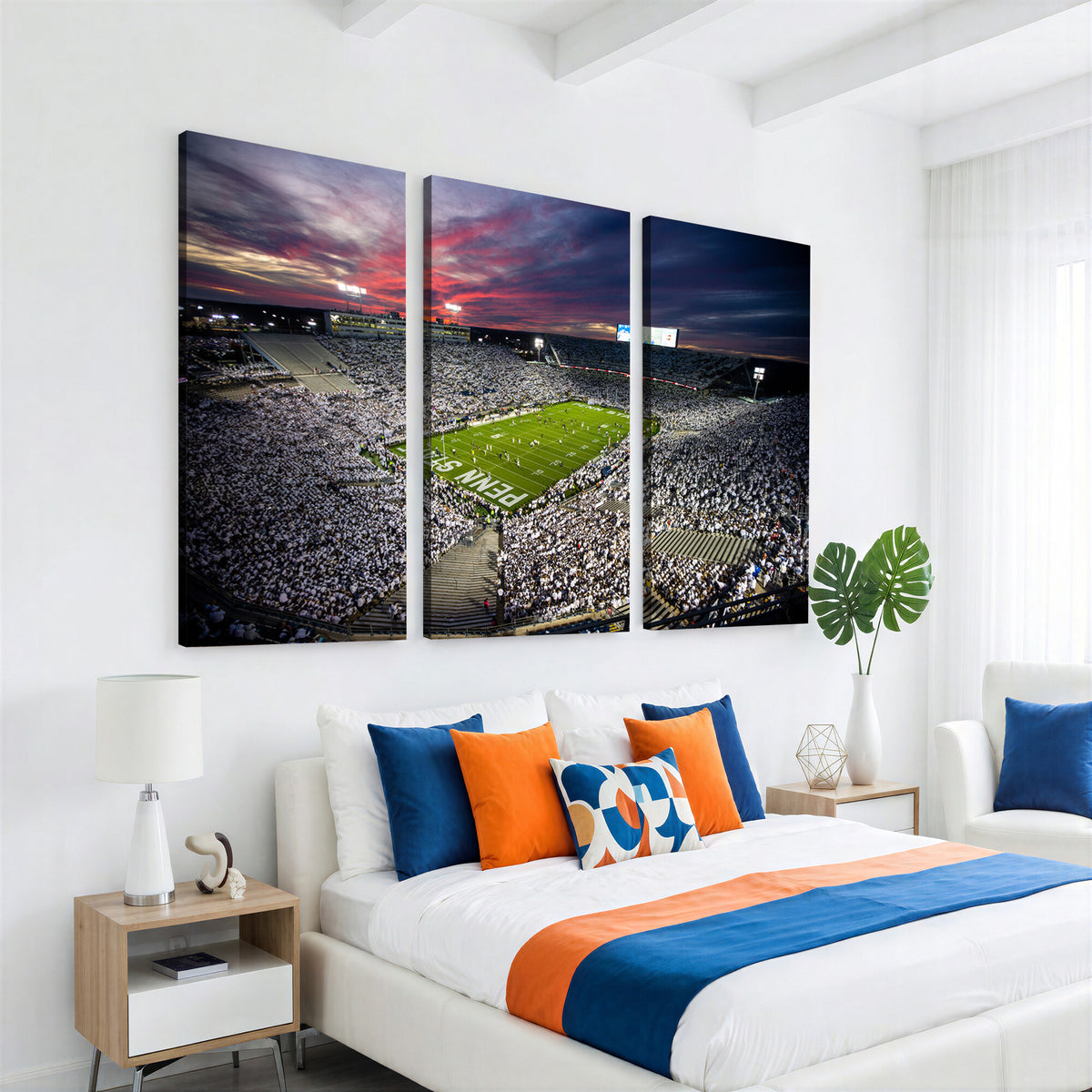 37304-MGV-CV-36X24 - Penn State Nittany Lions Football Team Print - University Park Beaver Stadium Art Canvas Print