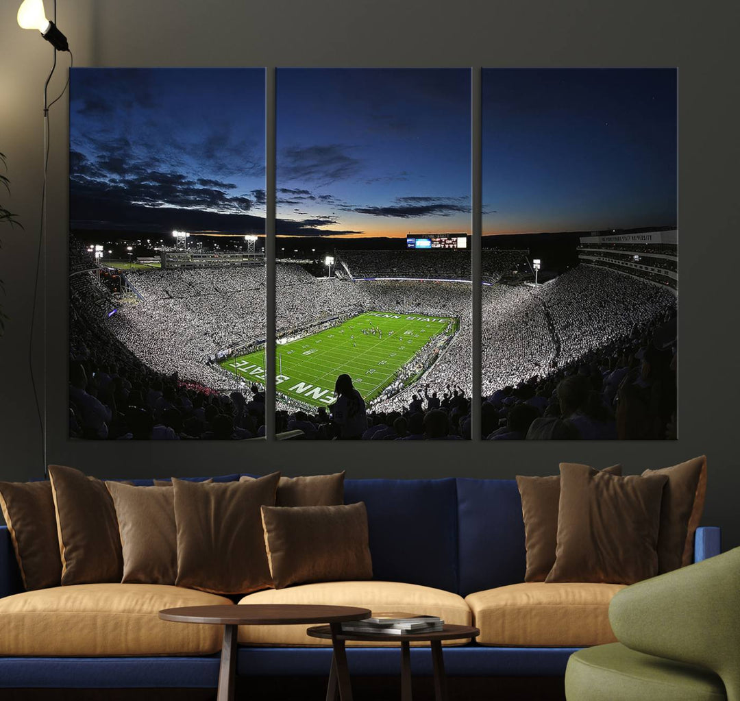 Penn State Nittany Lions Football Team Print - University Park Beaver Stadium Wall Art Canvas Print