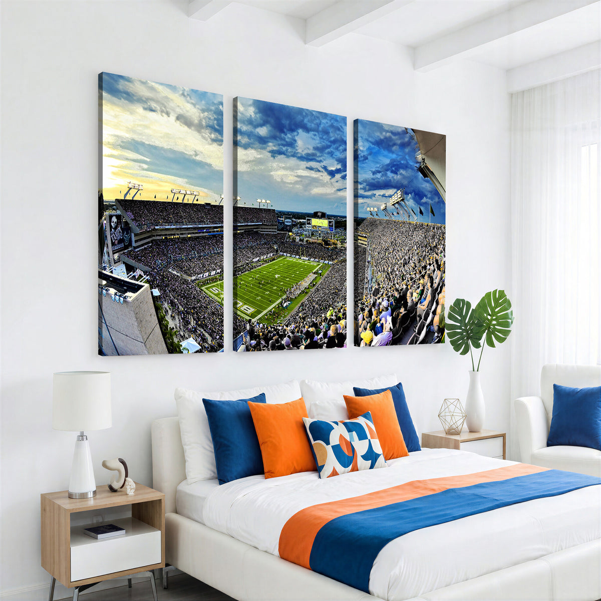 23788-MGV-CV-36X24 - Framed USF Bulls Football Team Print - Tampa Raymond James Stadium Wall Art Canvas Print