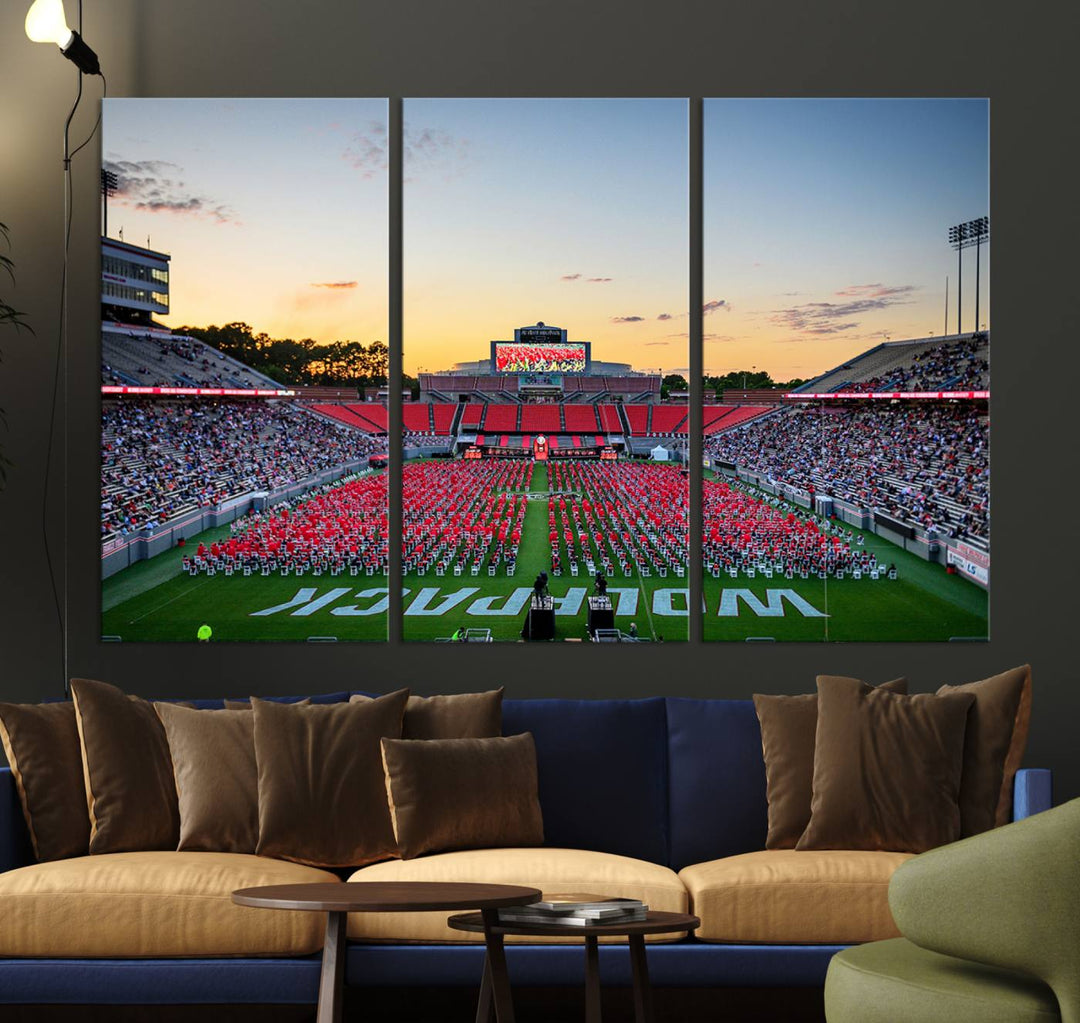 NC State Wolfpack Football Team Print - Raleigh Carter-Finley Stadium Wall Art Canvas Print