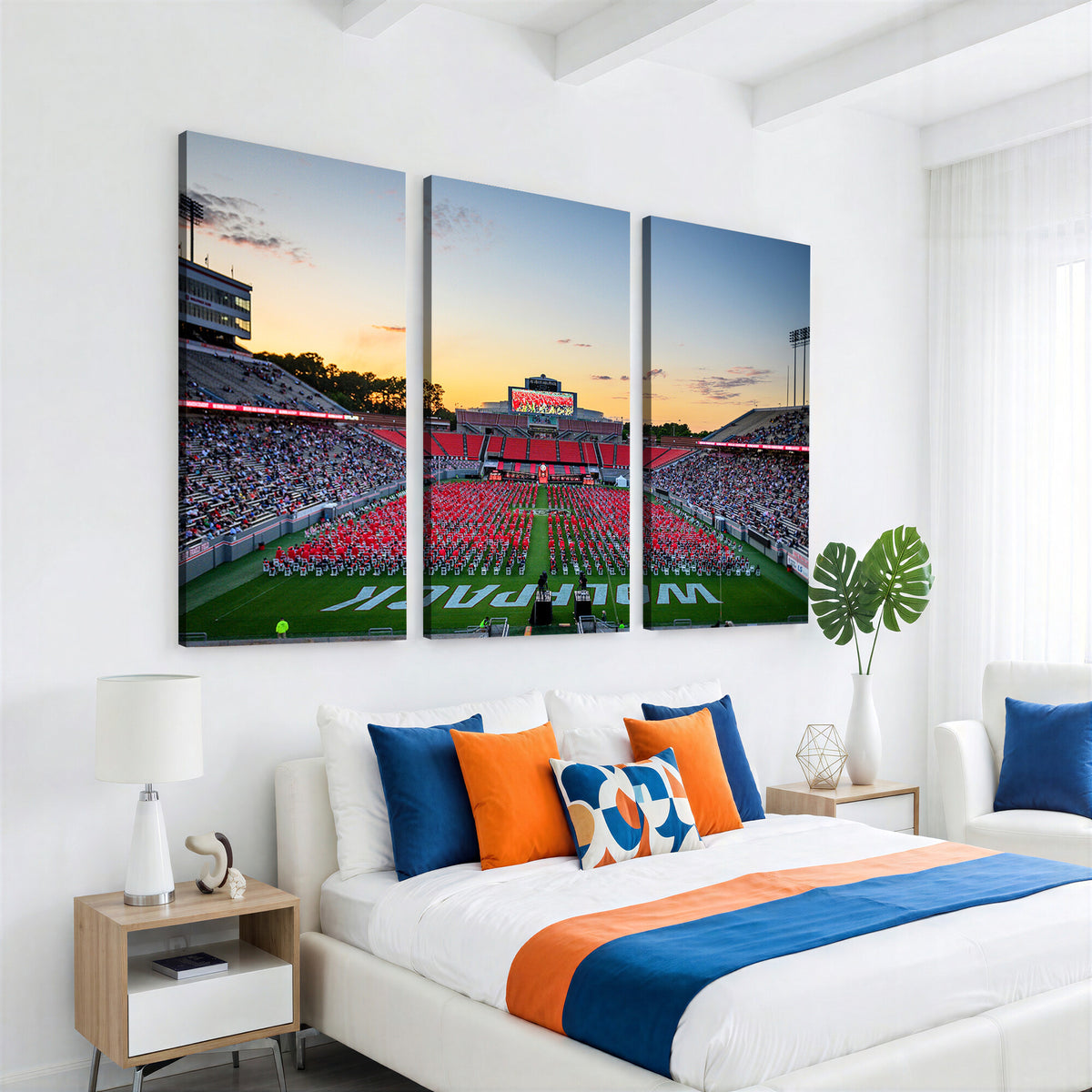 35266-MGV-CV-36X24 - NC State Wolfpack Football Team Print Wall Art - Raleigh Carter-Finley Stadium Wall Art Canvas Print