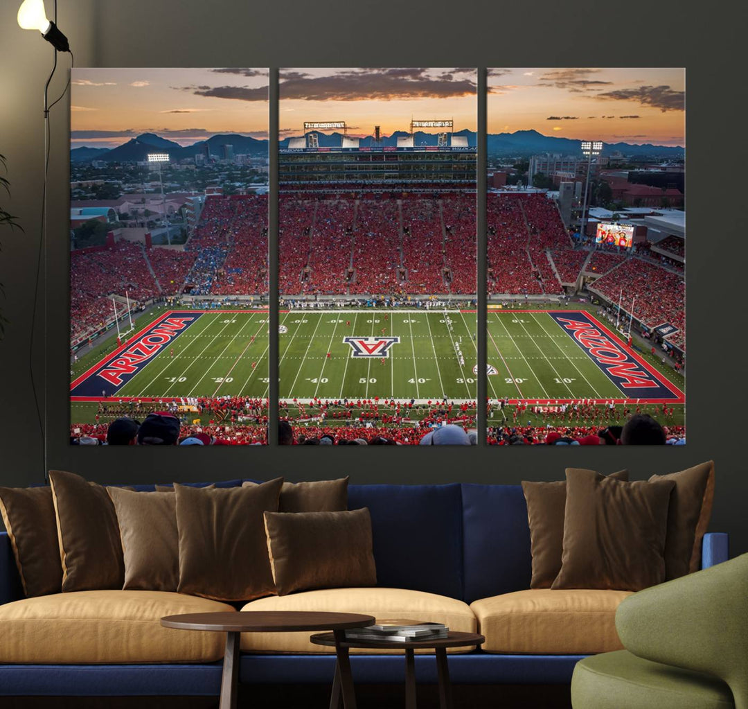 Arizona Wildcats Football Team Print - Tucson Arizona Stadium Wall Art Canvas Print