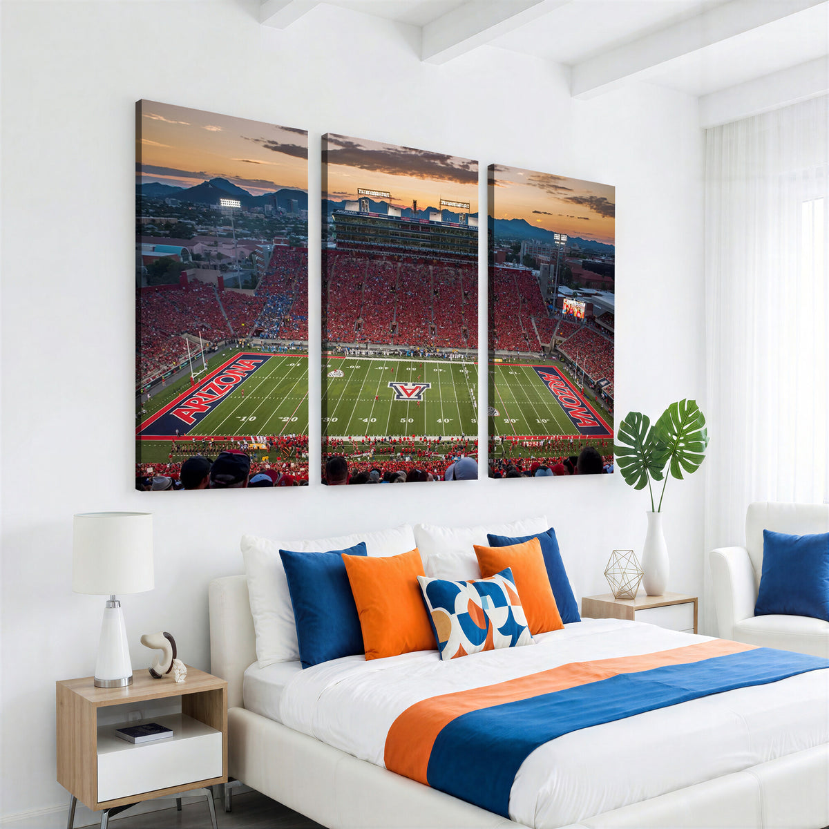 99722-MGV-CV-36X24 - Framed Arizona Wildcats Football Team Print - Tucson Arizona Stadium Wall Art Canvas Print