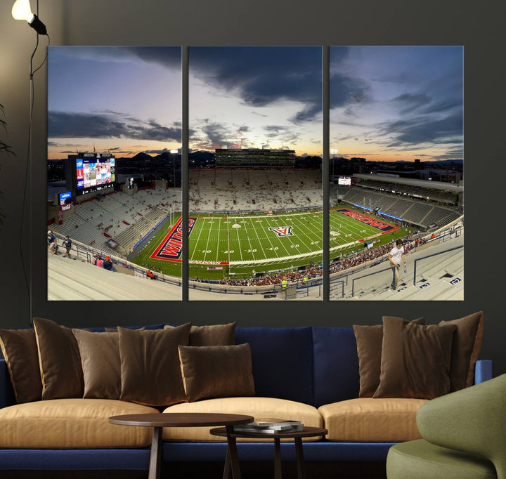 Arizona Wildcats Football Team Print - Tucson Arizona Stadium Wall Art Canvas Print