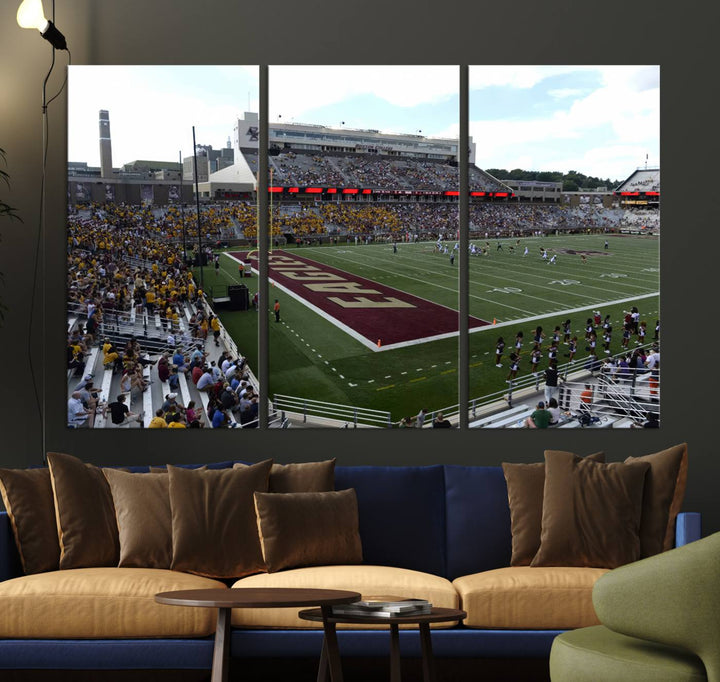 Boston College Eagles Football Team Print - Boston Alumni Stadium Wall Art Canvas Print