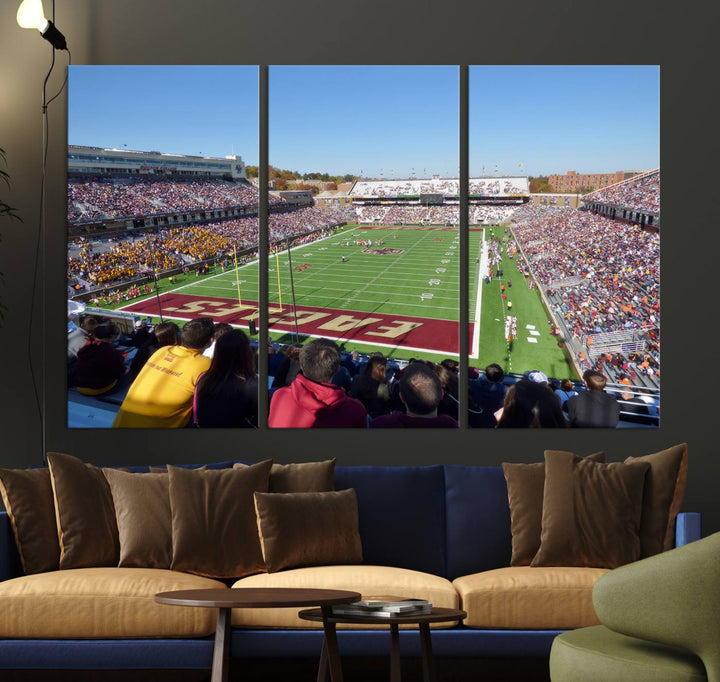 Boston College Eagles Football Team Print - Boston Alumni Stadium Wall Art Canvas Print