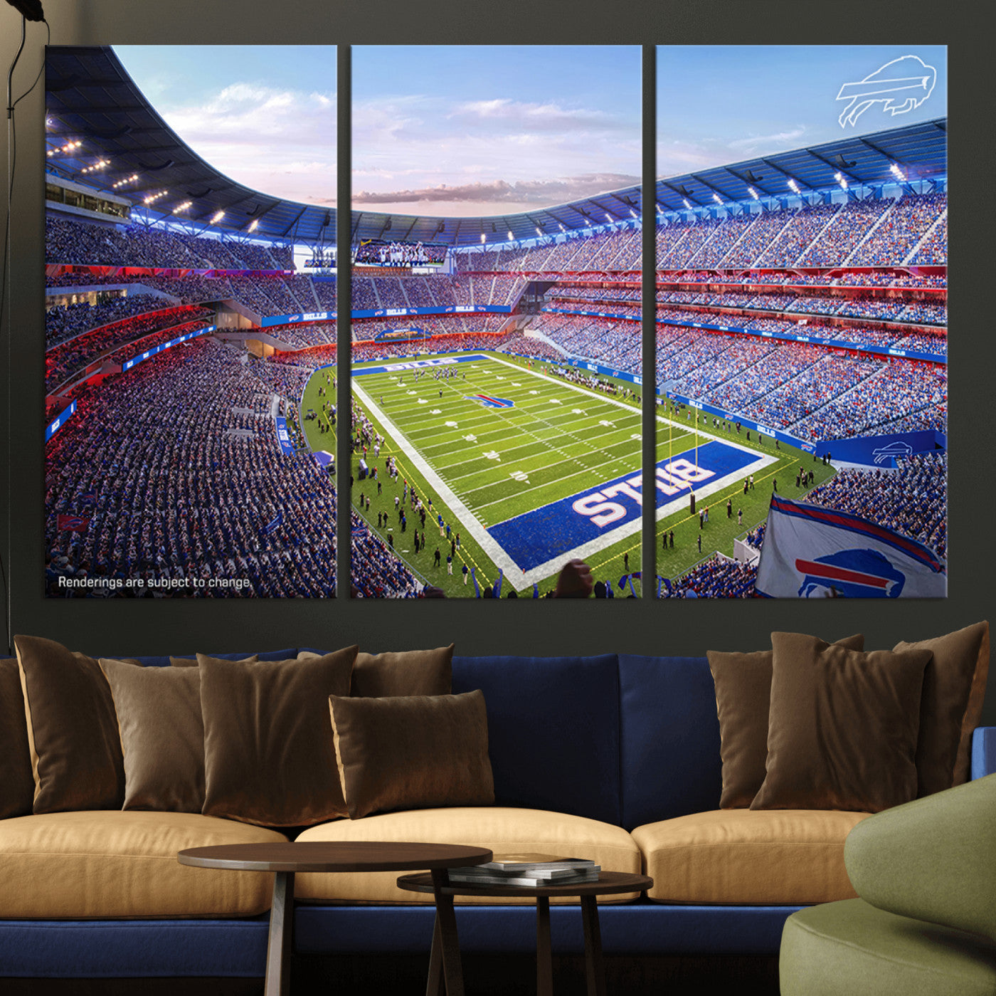 57873-MGV-CV-36X24-Buffalo Bills Football Team Print Canvas - Buffalo Highmark Stadium Wall Art Canvas Print