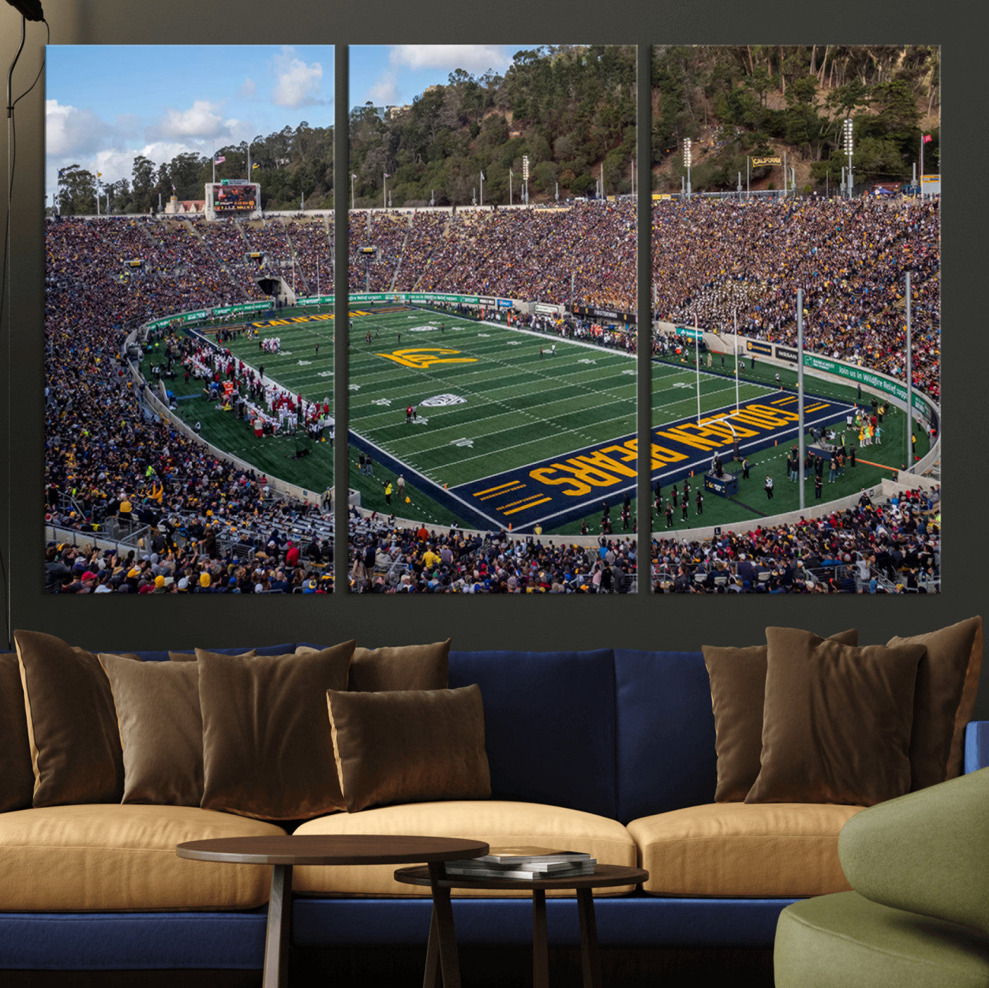 MGV-CV-48X32-3P - University of California Golden Bears Football Team Print - Berkeley California Memorial Stadium Art