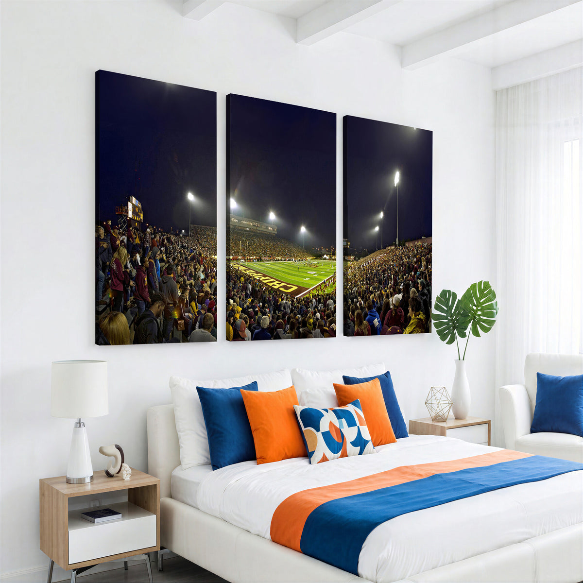 45619-MGV-CV-36X24 - Central Michigan University Chippewas Canvas Wall Art, Football Team Print - Mount Pleasant
