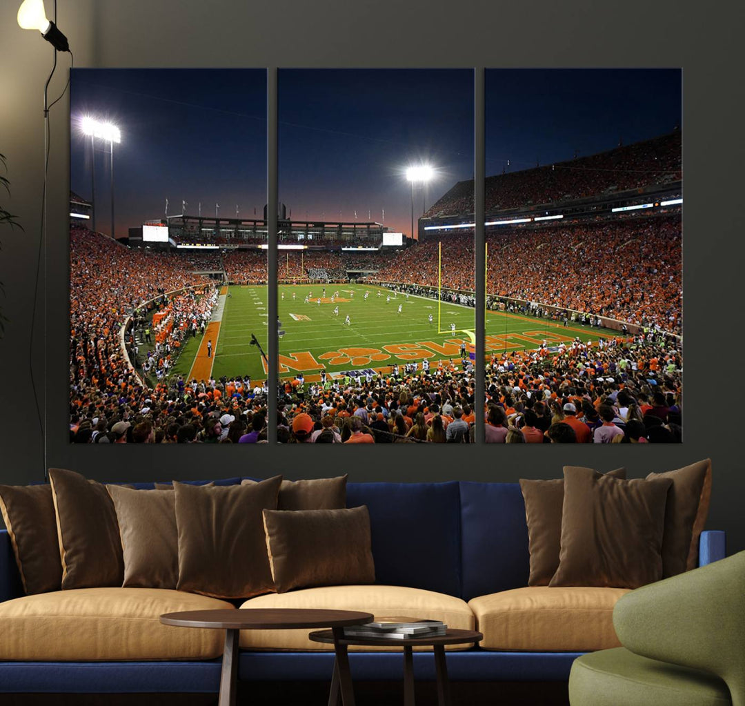 Clemson University Tigers Football Team Print - Clemson Memorial Stadium Wall Art Canvas Print