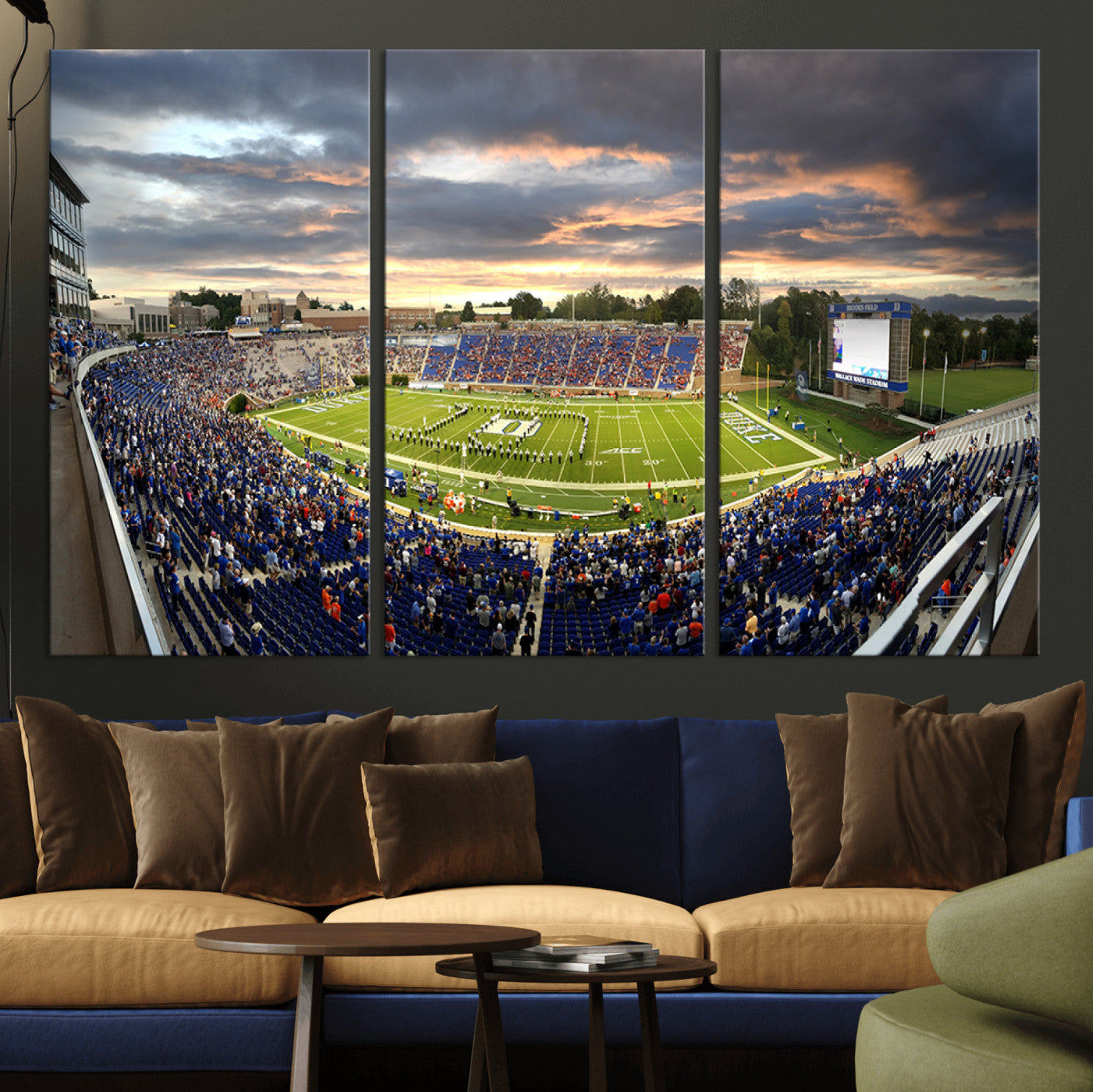 60433-MGV-CV-36X24-Duke University Blue Devils Football Team Print - Durham Wallace Wade Stadium Wall Art Canvas Print