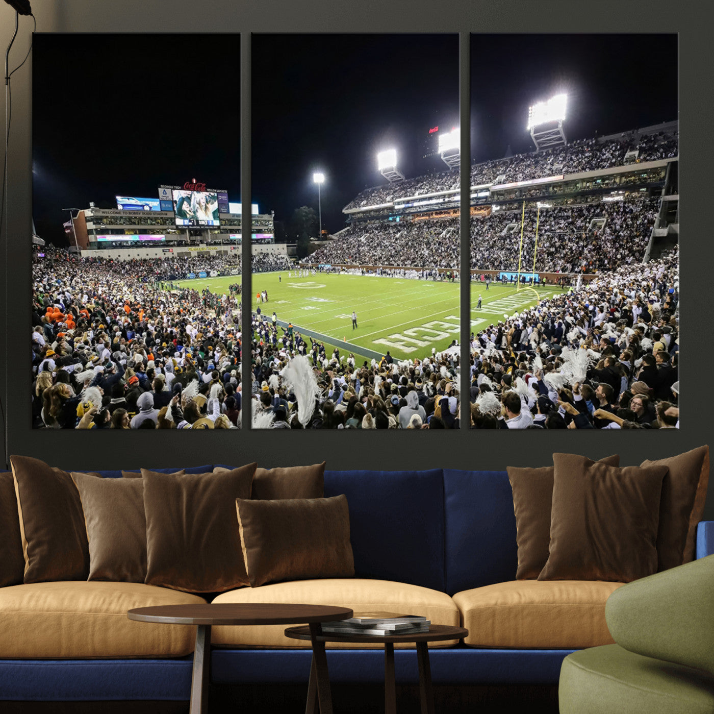 49339-MGV-CV-36X24-Georgia Tech Yellow Jackets Football Team Print - Atlanta Bobby Dodd Stadium Wall Art Canvas Print