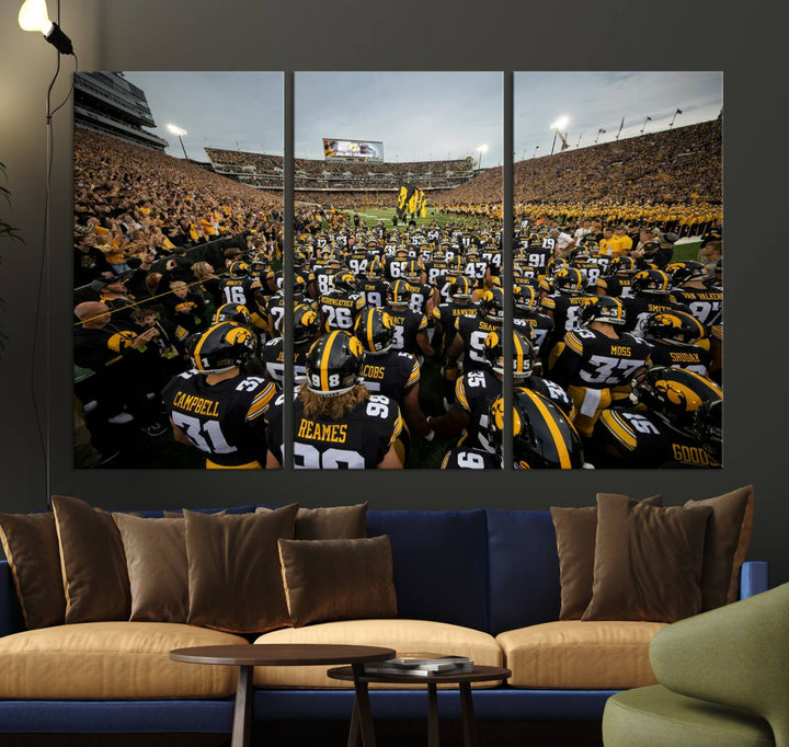 Iowa University Hawkeyes Football Team Print - Iowa City Kinnick Stadium Wall Art Canvas Print