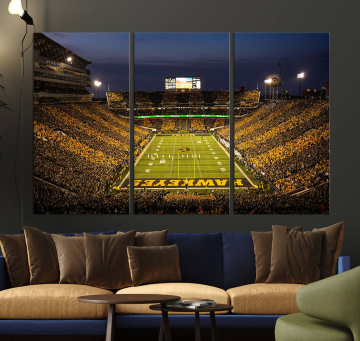 Iowa University Hawkeyes Football Team Print - Iowa City Kinnick Stadium Wall Art Canvas Print