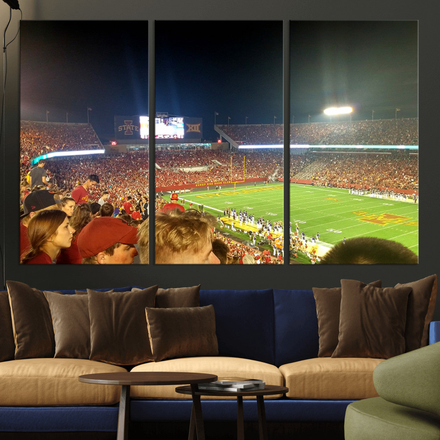 94319-MGV-CV-36X24-Iowa State University Cyclones Art Print, Football Team Print - Jack Trice Stadium Ames Wall Art