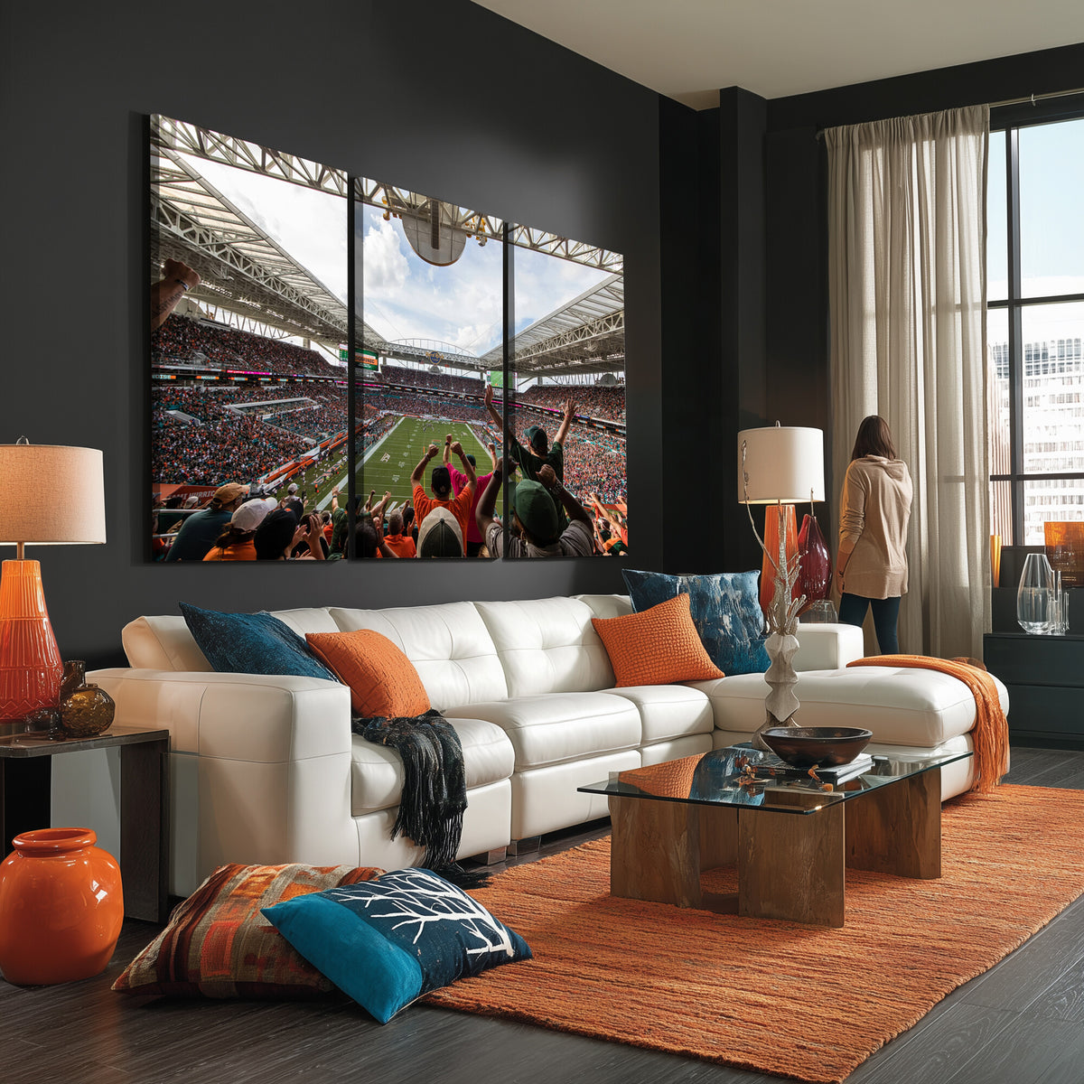 66239-PAN-FL-20X10 - Miami Hurricanes Football Team Wall Art Print - Miami Hard Rock Stadium Wall Art Canvas Print