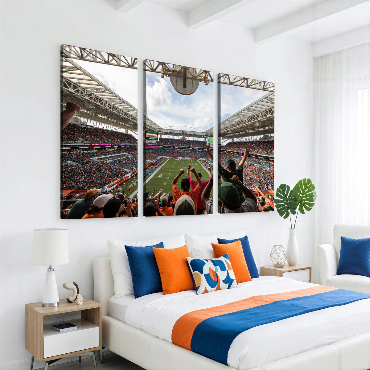 66239-MGV-CV-36X24 - Miami Hurricanes Football Team Wall Art Print - Miami Hard Rock Stadium Wall Art Canvas Print