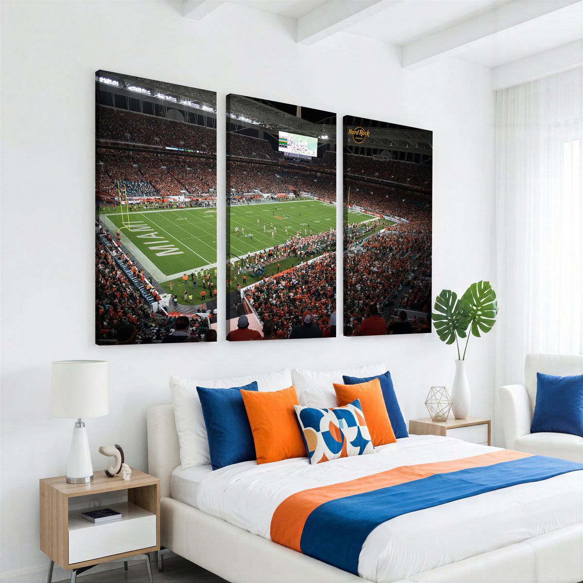 33698-MGV-CV-36X24 - Miami Hurricanes Football Team Print Canvas, Miami Hard Rock Stadium