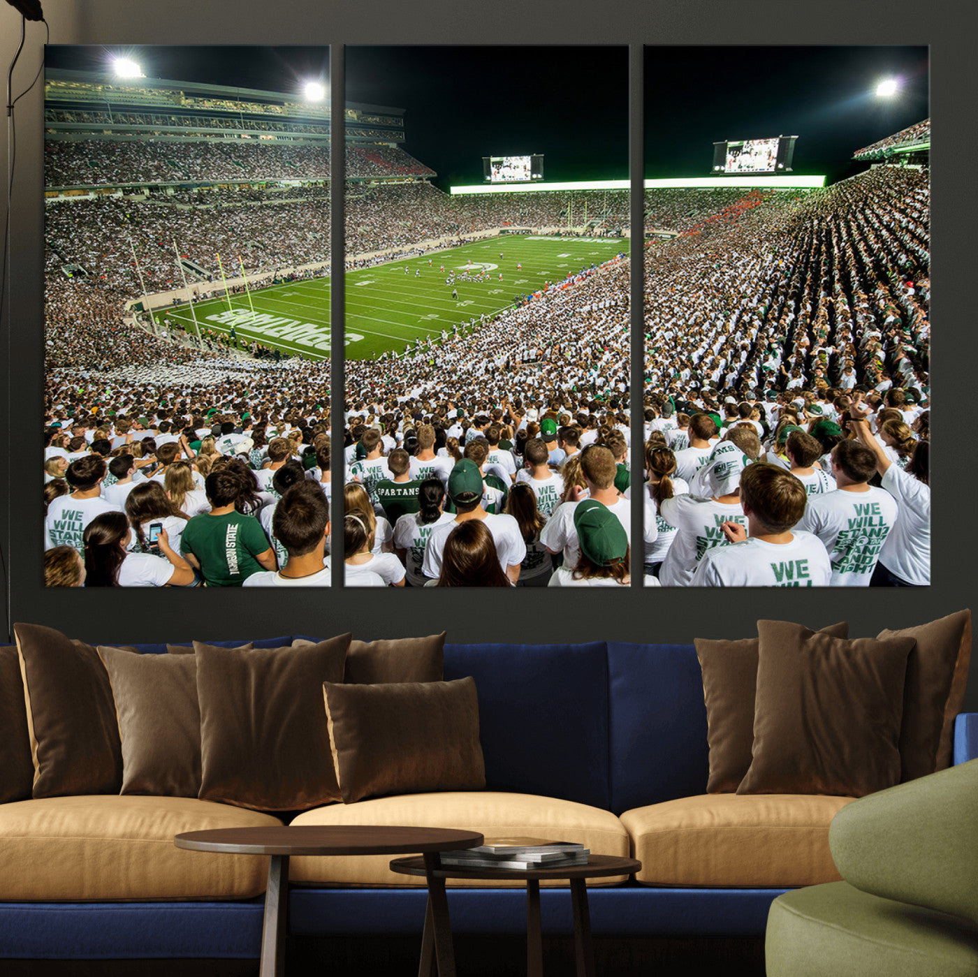 30457-MGV-CV-36X24-Michigan State Spartans Football Canvas Print - East Lansing Spartan Stadium Wall Art Canvas Print