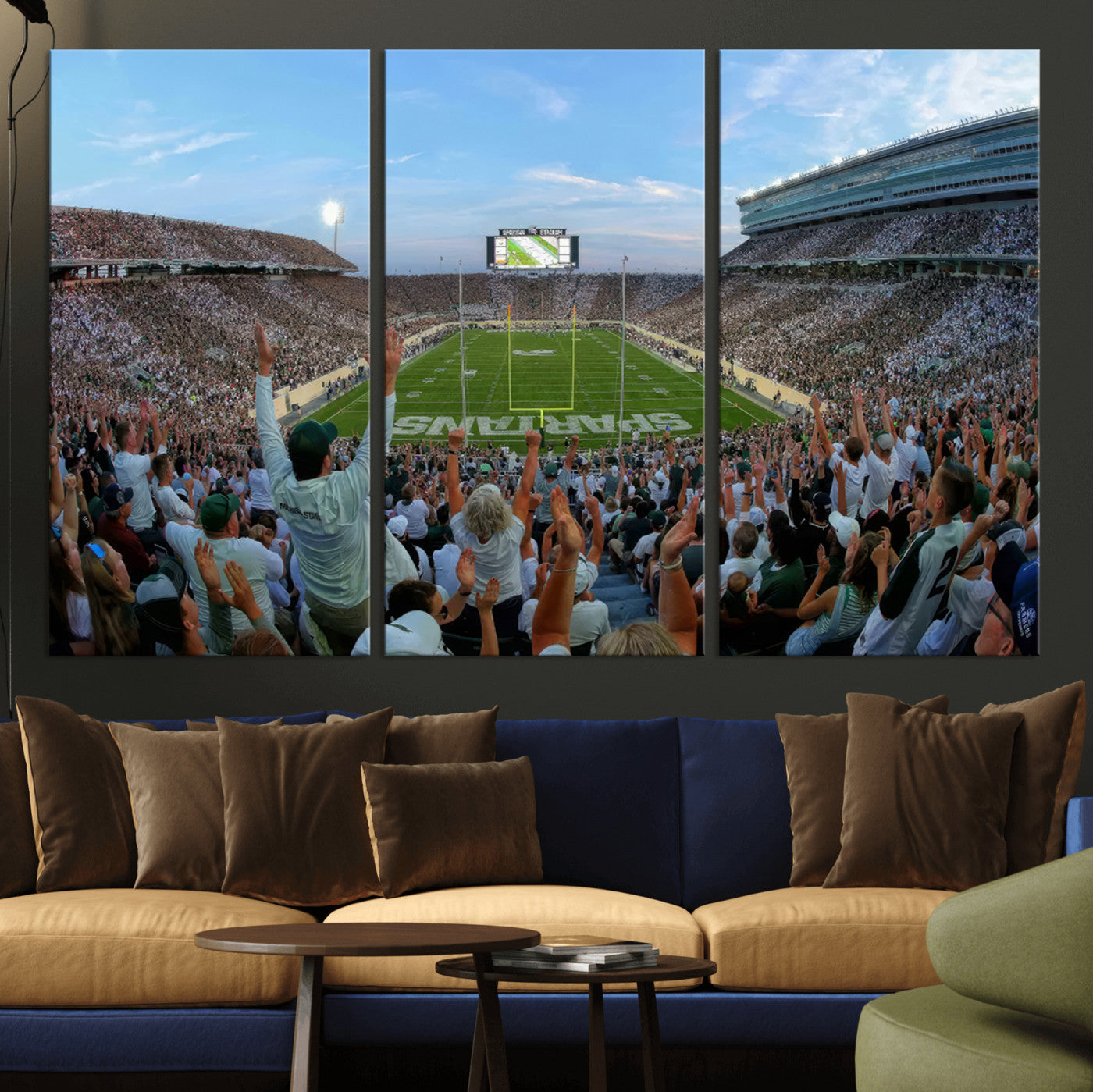 73105-MGV-CV-36X24-Michigan State Spartans Football Team Art Print - East Lansing Spartan Stadium Wall Art Canvas Print