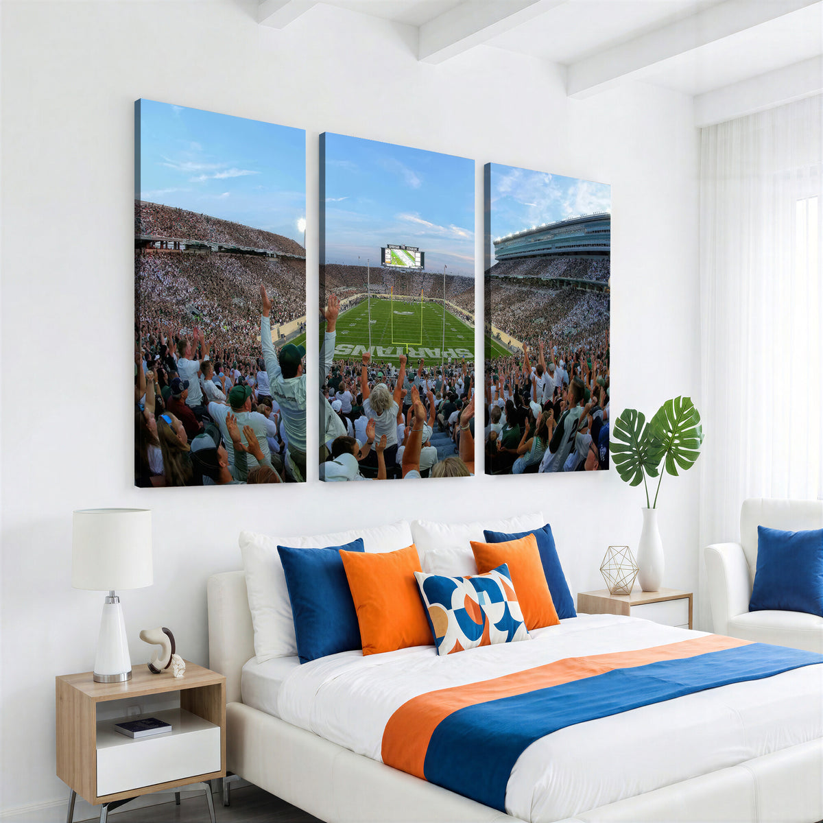 73105-PAN-FL-20X10 - Michigan State Spartans Football Team Art Print - East Lansing Spartan Stadium Wall Art Canvas Print