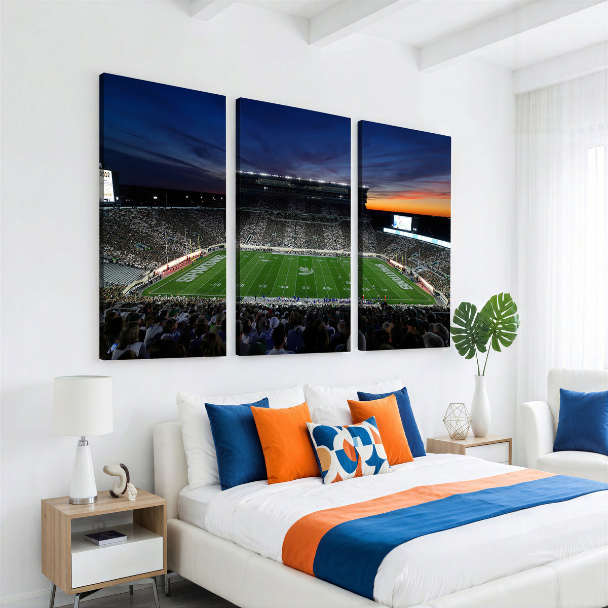 49074-MGV-CV-36X24 - Michigan State Spartans Football Team Print, East Lansing, Home Bar Wall Decor