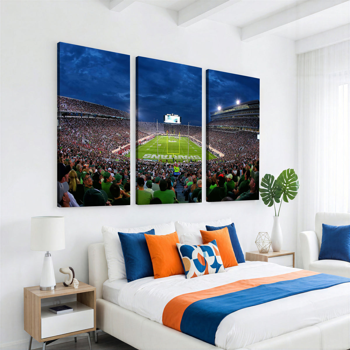 35248-MGV-CV-36X24 - Michigan State Spartans Football Team Print, East Lansing, Extra Large Game Room Wall Decor