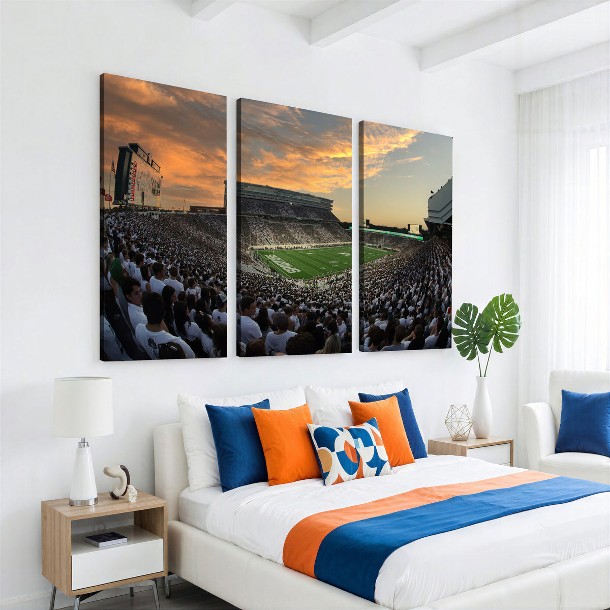 99155-MGV-CV-36X24 - Michigan State Spartans Football Team Print, East Lansing, Framed and Ready to Hang