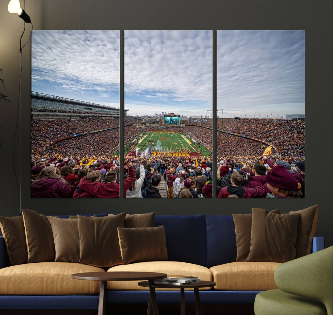 University of Minnesota Golden Gophers Football Team Print - Minneapolis Huntington Bank Stadium Wall Art Canvas Print