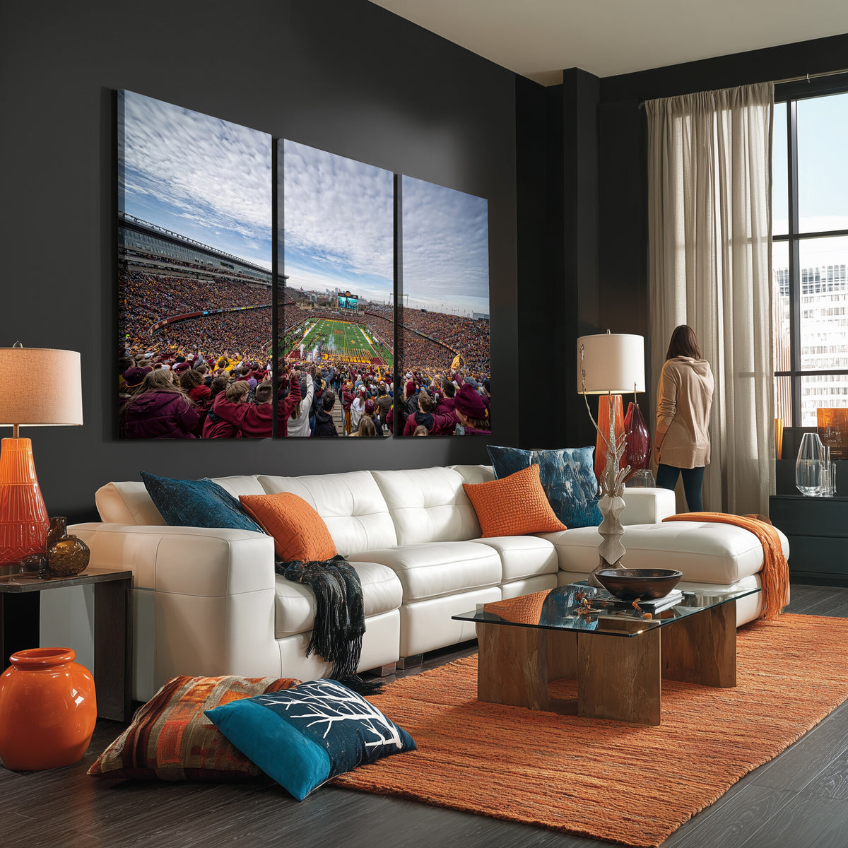38459-PAN-FL-20X10 - University of Minnesota Golden Gophers Football Team Print - Minneapolis Huntington Bank Stadium Art
