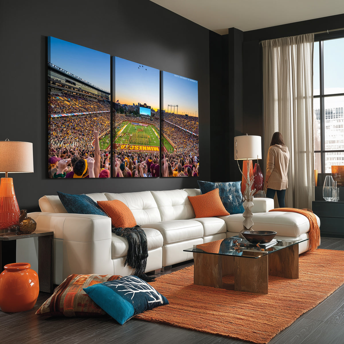 63452-PAN-FL-20X10 - University of Minnesota Golden Gophers Football Team Print - Minneapolis Huntington Bank Stadium
