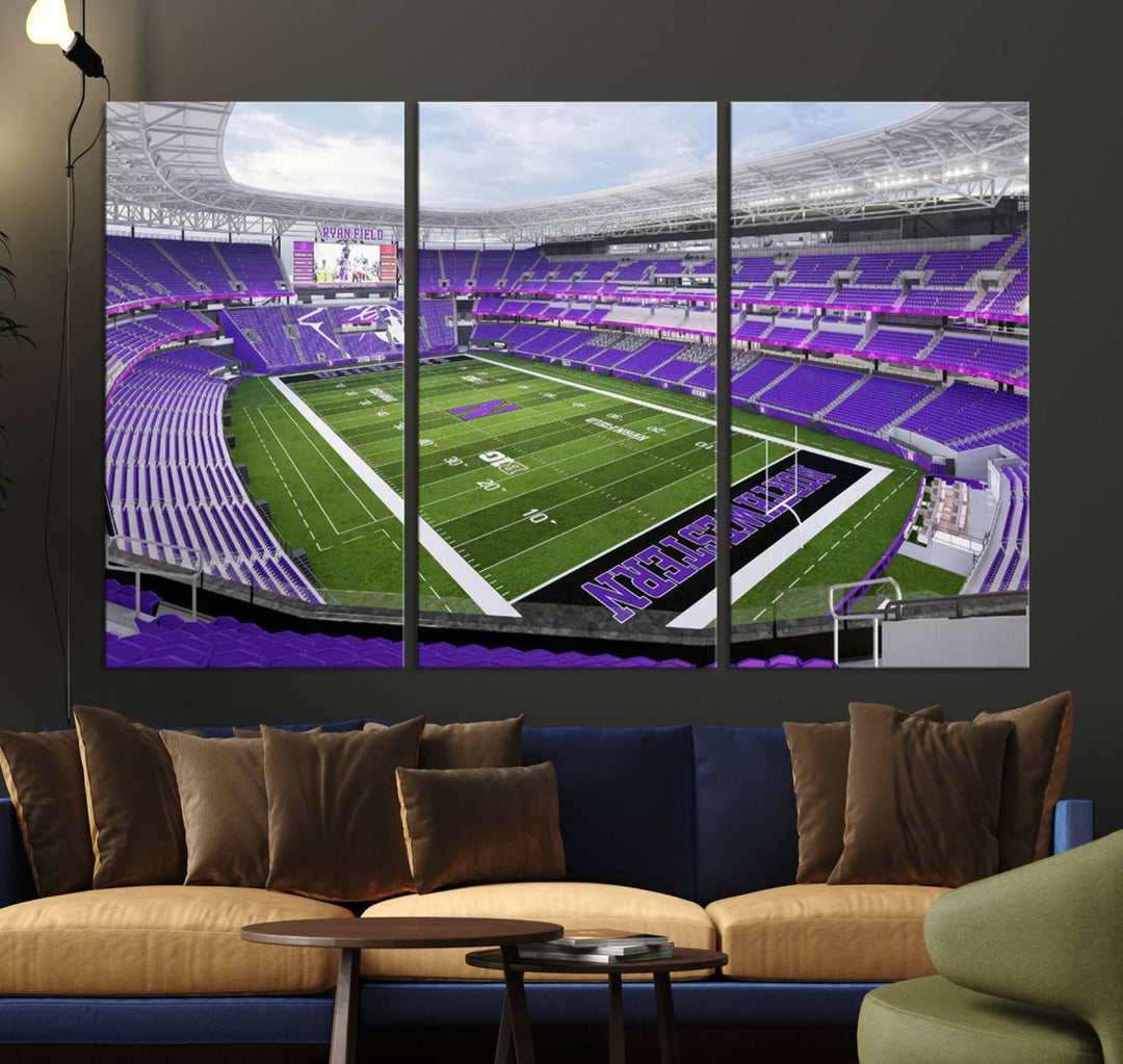 Northwestern University Wildcats Football Team Print - Evanston Ryan Field Wall Art Canvas Print