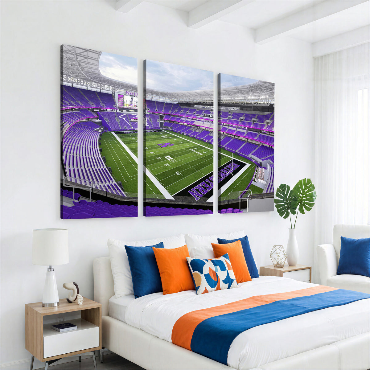 49190-MGV-CV-36X24 - Northwestern University Wildcats Football Team Print - Evanston Ryan Field Wall Art Canvas Print
