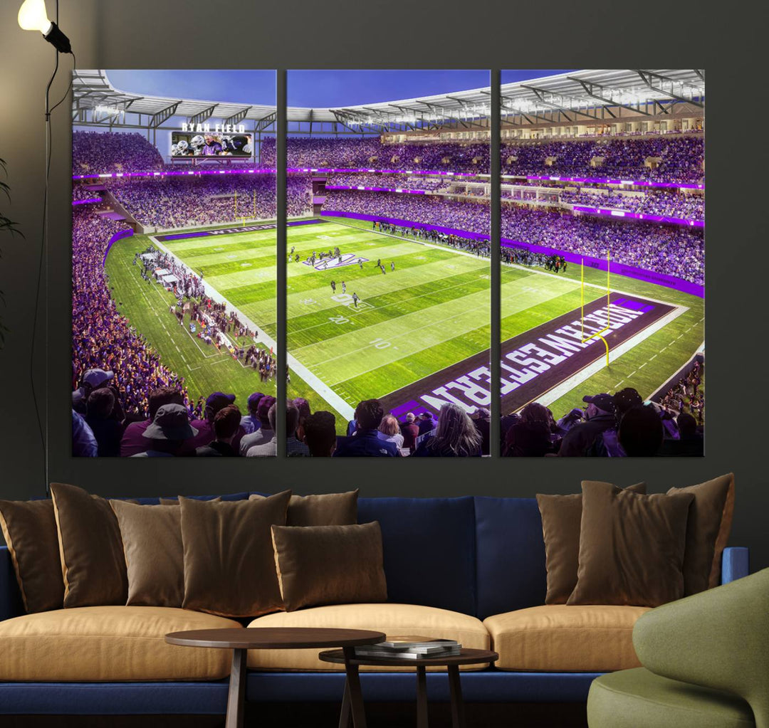 Northwestern University Wildcats Football Team Print - Evanston Ryan Field Wall Art Canvas Print