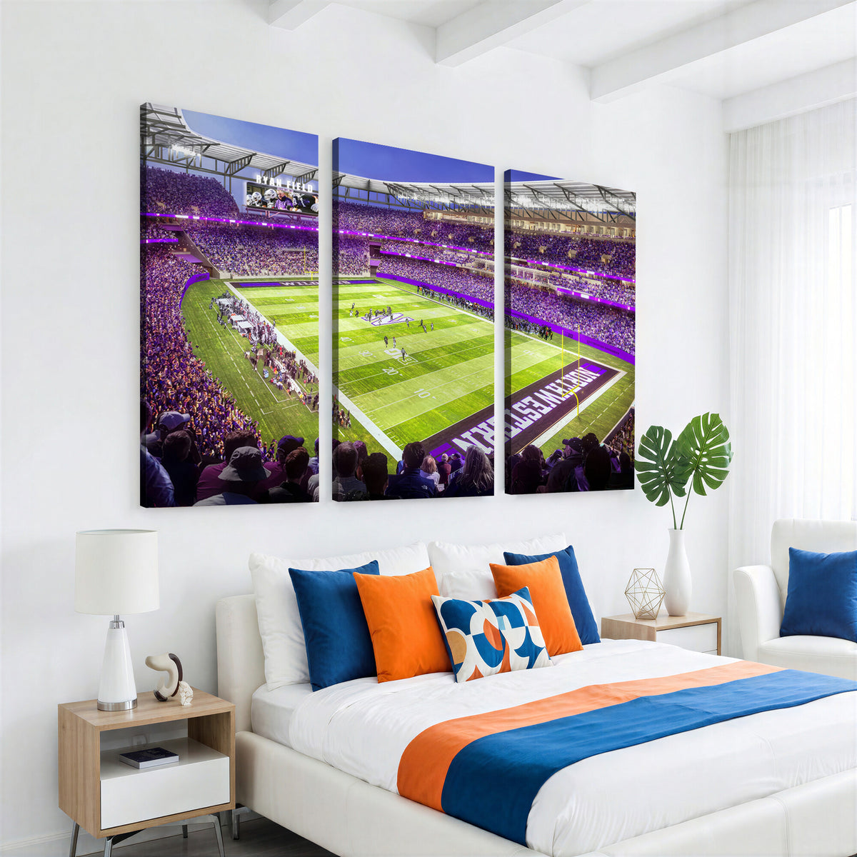 81245-MGV-CV-36X24 - Northwestern University Wildcats Football Team Print - Evanston Ryan Field Wall Art Canvas Print