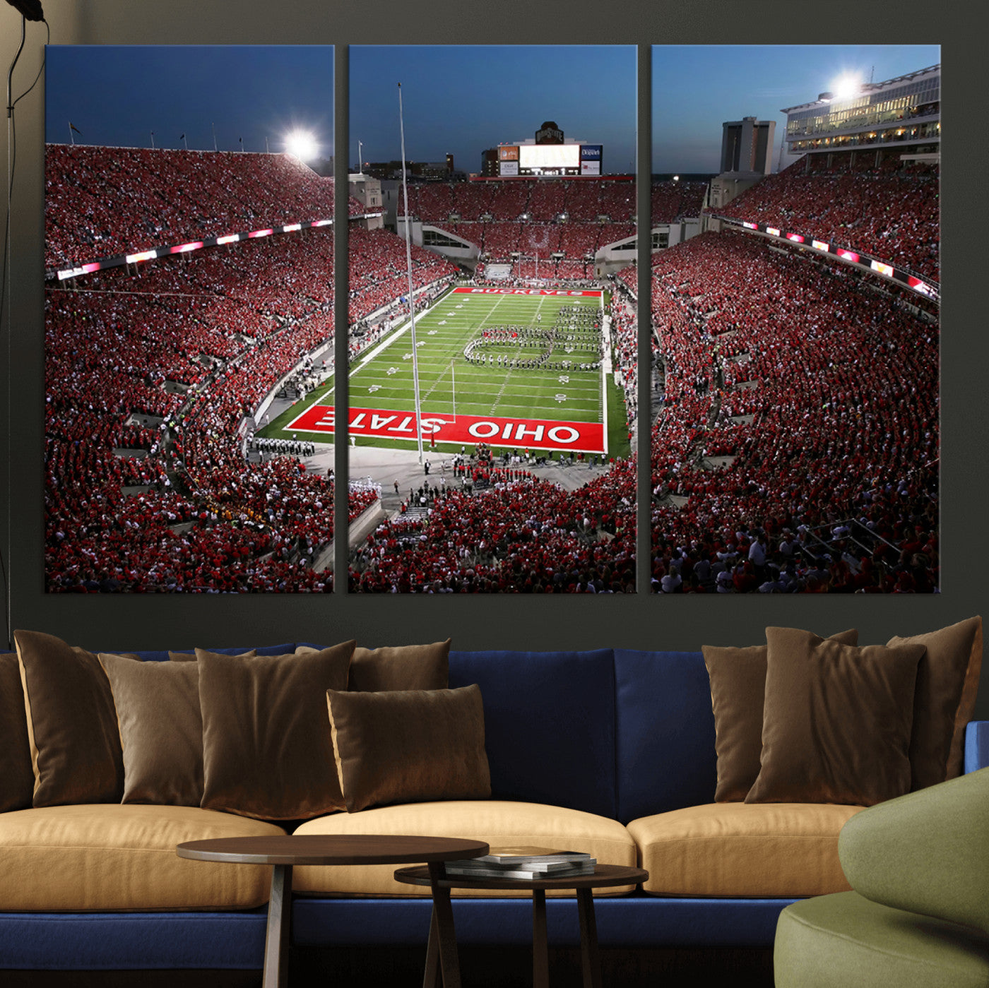 98743-MGV-CV-36X24-Ohio State University Buckeyes Football Team Print - Columbus Ohio Stadium Wall Art Canvas Print