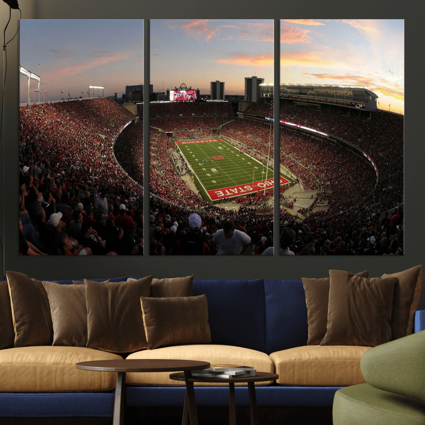 MGV-CV-48X32-3P - Ohio State University Buckeyes Football Team Print - Columbus Ohio Stadium Wall Art Canvas Print