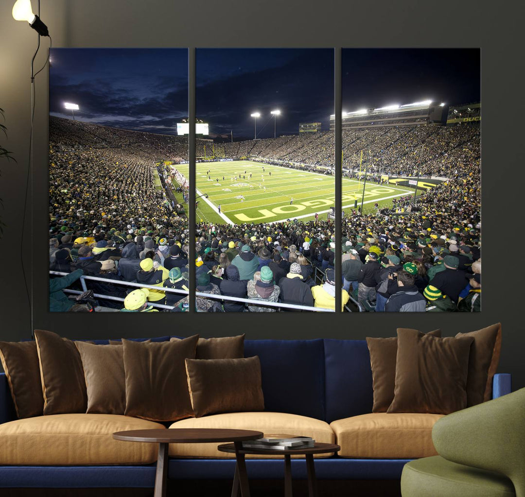 University of Oregon Ducks Football Team Print - Eugene Autzen Stadium Wall Art Canvas Print