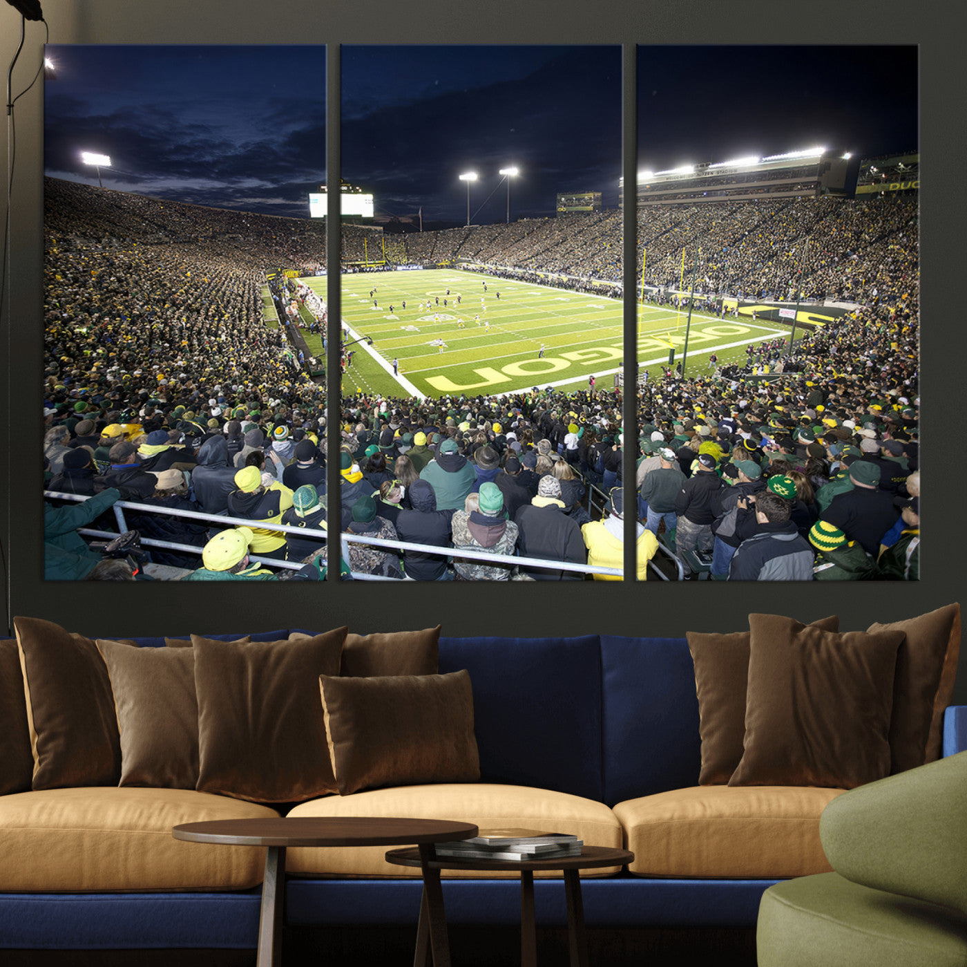 MGV-CV-48X32-3P - University of Oregon Ducks Football Team Print - Eugene Autzen Stadium Wall Art Canvas Print