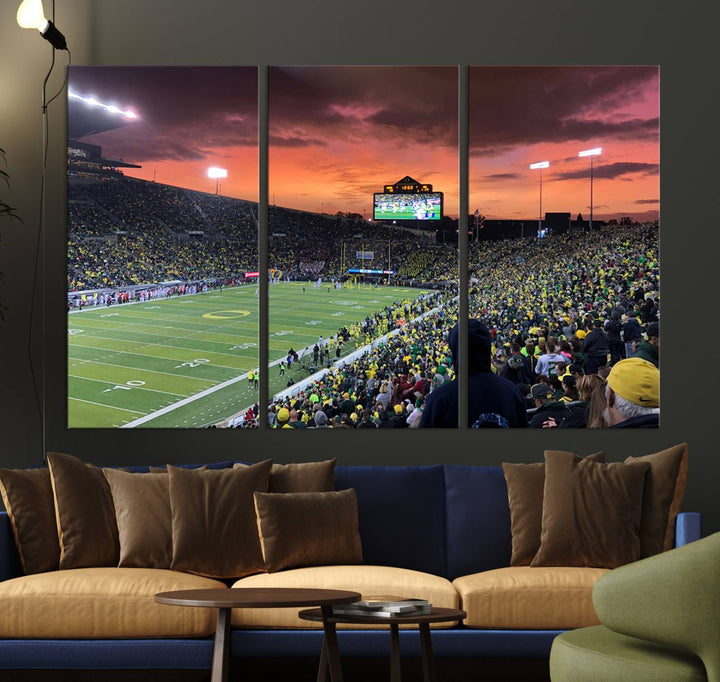 University of Oregon Ducks Football Team Print - Eugene Autzen Stadium Wall Art Canvas Print