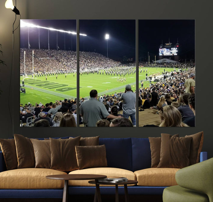 Purdue University Boilermakers Football Team Print - West Lafayette Ross-Ade Stadium Wall Art Canvas Print