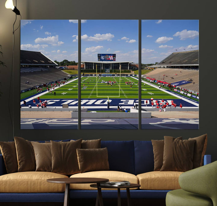 Rice University Owls Football Team Print - Houston Rice Stadium Wall Art Canvas Print