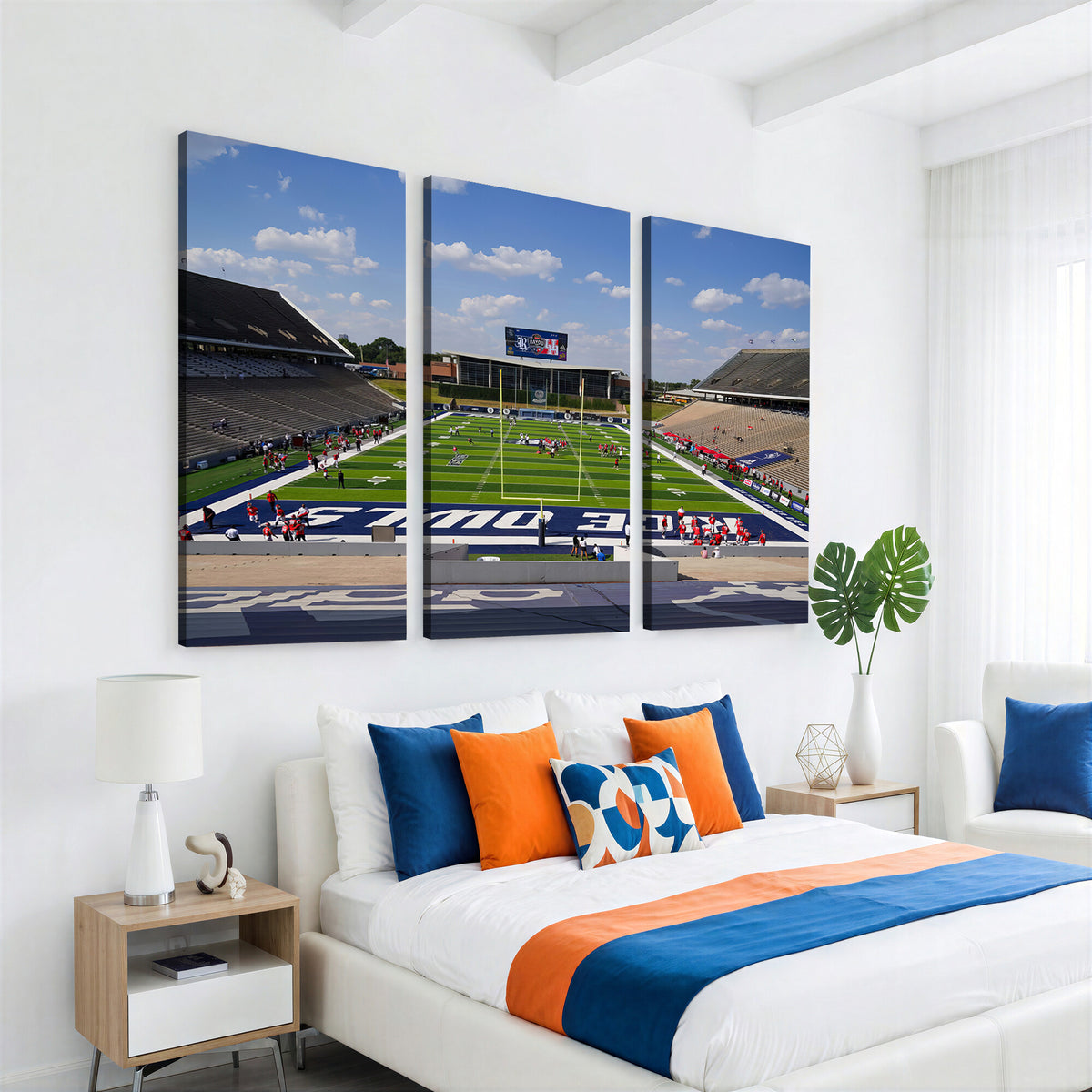 92248-MGV-CV-36X24 - Rice University Owls Football Team Print, Houston Rice Stadium