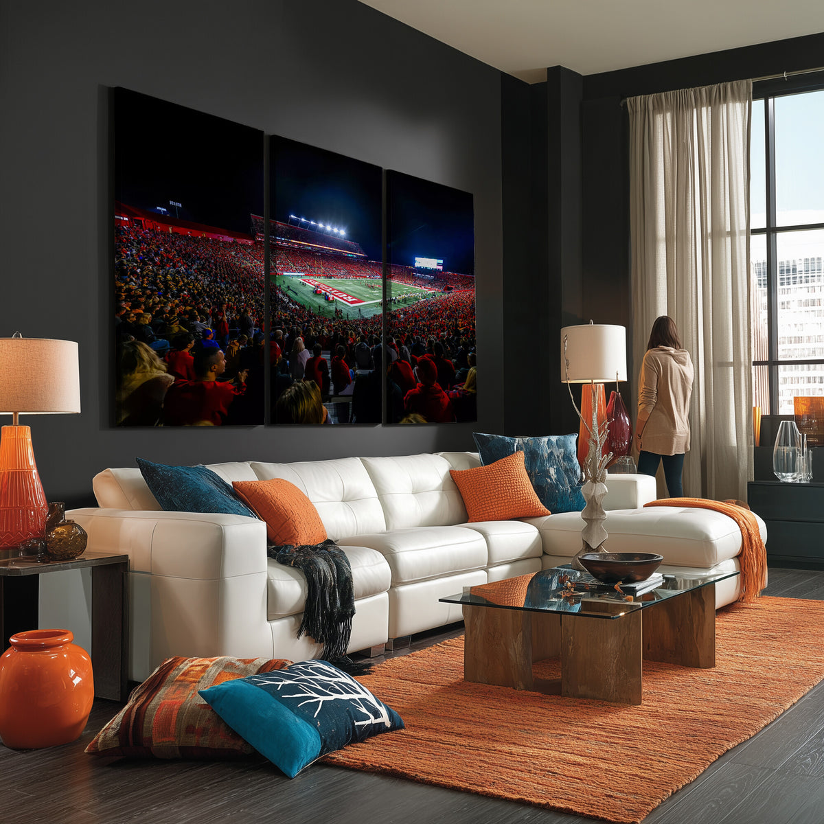 18115-PAN-FL-20X10 - Rutgers Scarlet Knights Football Team Print - SHI Stadium, Piscataway Wall Art Canvas Print